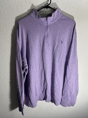 Polo Ralph Lauren Heathered Purple Quarter Zip Long Sleeve Sweater Mens 2XL